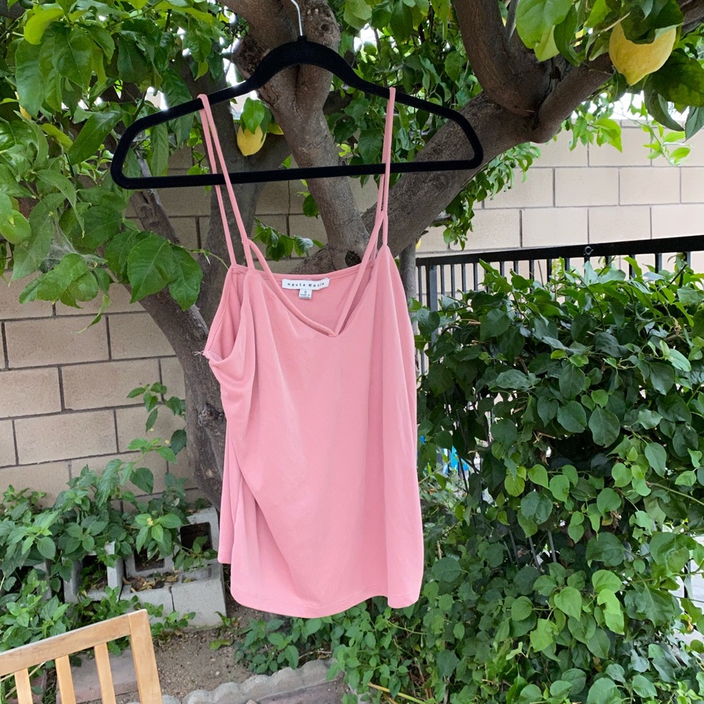 Pink tank top.